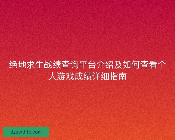 绝地求生战绩查询平台介绍及如何查看个人游戏成绩详细指南