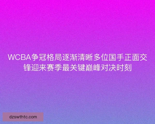WCBA争冠格局逐渐清晰多位国手正面交锋迎来赛季最关键巅峰对决时刻